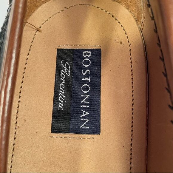 BLACK AND TAN BOSTONIAN FLORENTINE LOAFERS MADE IN ITALY SIZE 11 NWOB - Picture 4 of 14